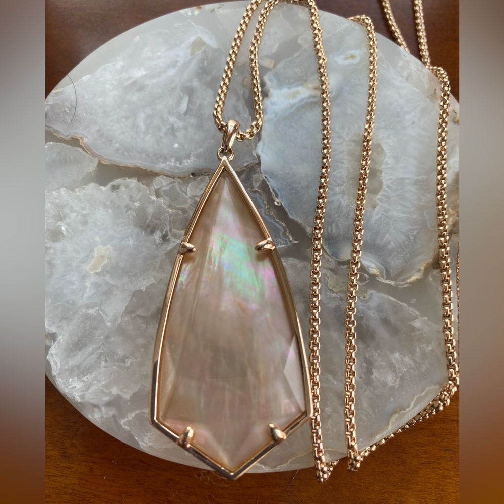 Kendra Scott Abalone Carole Necklace Rose Gold Like New